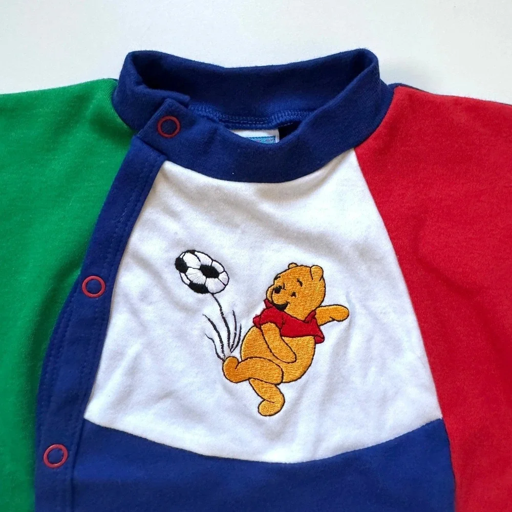 Vintage NEW 90's Y2K‎ Disney Pooh Winnie the Pooh Soccer Footed Pajamas 3-6 Mo.